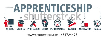 apprenticeship concept vector illustration. Banner with keywords and icons