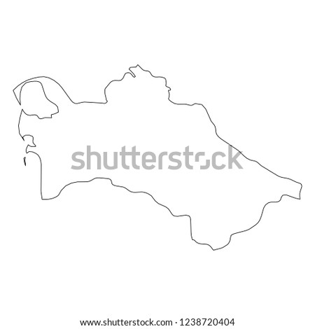 Turkmenistan - solid black outline border map of country area. Simple flat vector illustration.