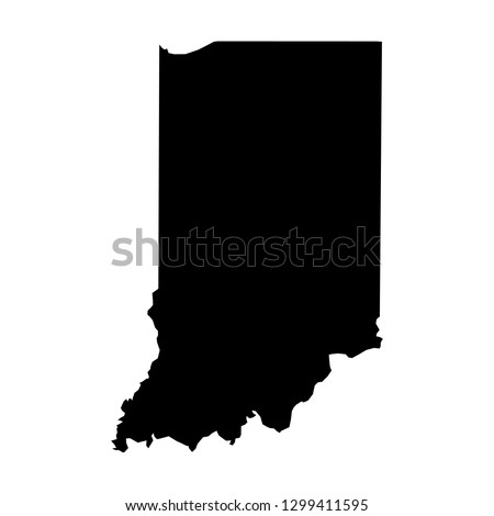 Indiana, state of USA - solid black silhouette map of country area. Simple flat vector illustration.