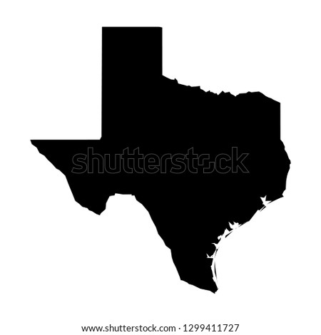 Texas, state of USA - solid black silhouette map of country area. Simple flat vector illustration.