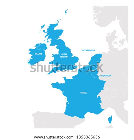 West Europe Region. Map of countries in western Europe. Vector illustration. 商業照片 © 