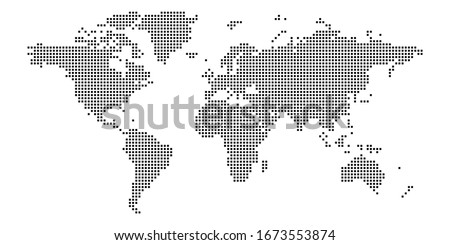 World map of squares. Simple flat vector illustration.