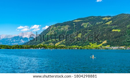 Lake Zell, German: Zeller See, and mountains on the backround. Zell am See, Austrian Alps, Austria. Photo stock © 