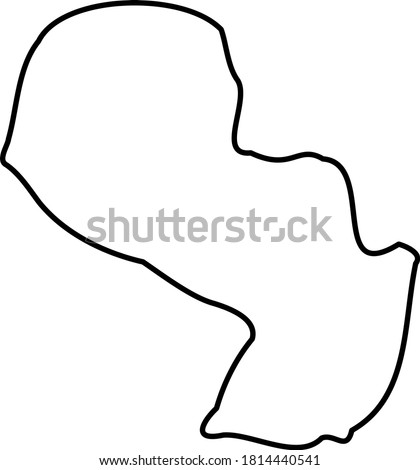 Paraguay - solid black outline border map of country area. Simple flat vector illustration.