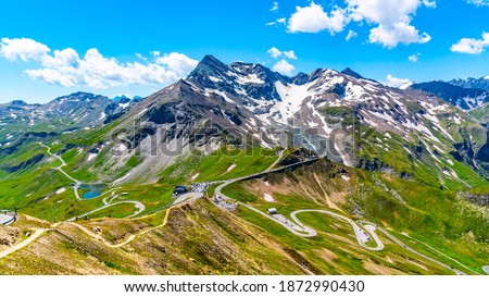 Image, Stock Photo Alpine road with hairpin bends