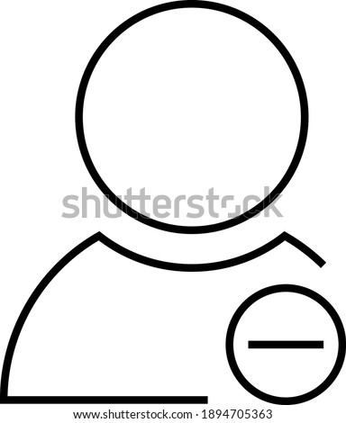 Remove user or person - modern thin line icon with small minus symbol in right bottom corner. Simple black outline vector illustration.
