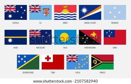 Australia and Oceania vector national flag collection