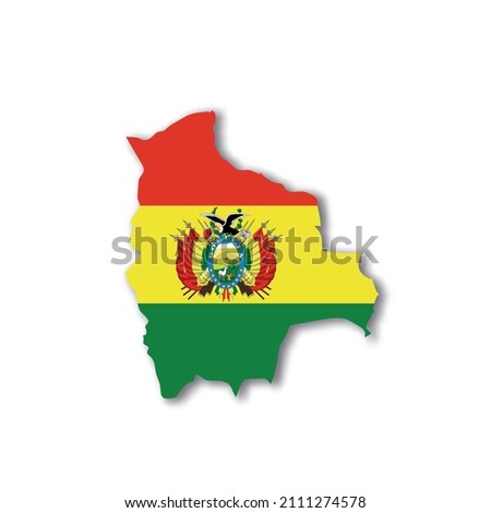 Bolivia national flag in a shape of country map