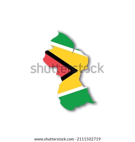 Guyana national flag in a shape of country map