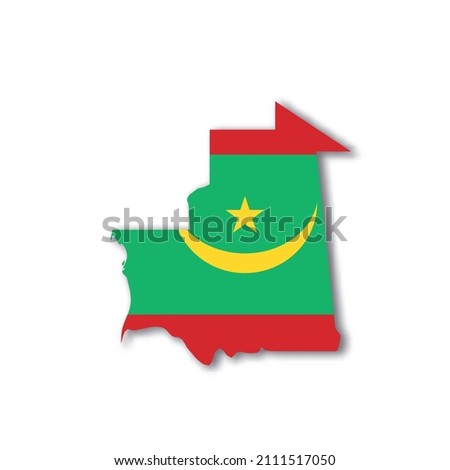 Mauritania national flag in a shape of country map