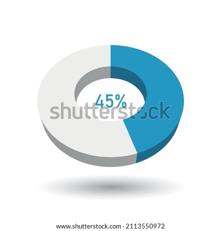 45 percent 3D vector pie chart