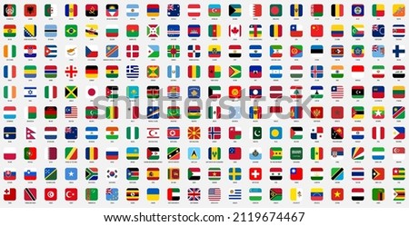 Square national flags of World countries