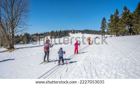 Similar – Foto Bild Langlauf / Skatingspuren im Schnee