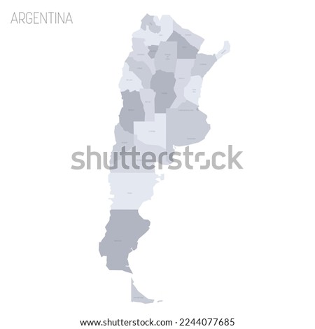 Argentina political map of administrative divisions - provinces and autonomous city of Buenos Aires. Grey vector map with labels.