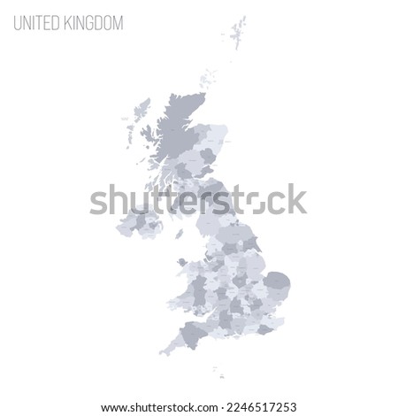United Kingdom of Great Britain and Northern Ireland political map of administrative divisions - counties, unitary authorities and Greater London in England, districts of Northern Ireland, council