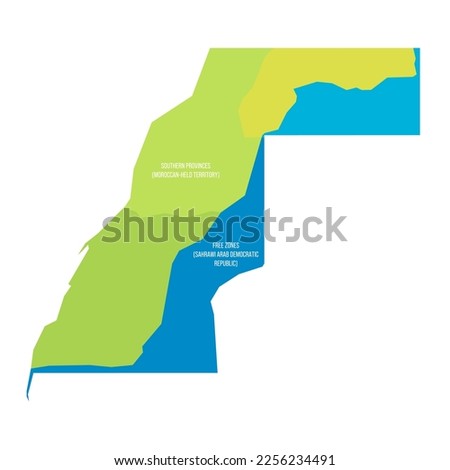 Western Sahara map of land divided by Moroccan Wall