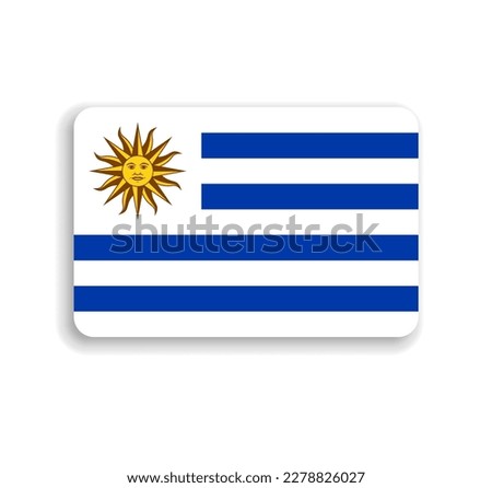 Uruguay flag - flat vector rectangle with rounded corners and dropped shadow.