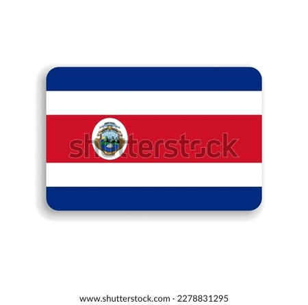 Costa Rica flag - flat vector rectangle with rounded corners and dropped shadow.