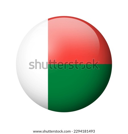 Madagascar flag - glossy circle badge. Vector icon.
