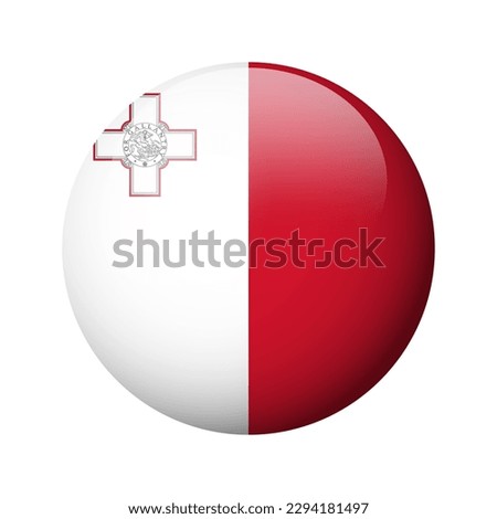 Malta flag - glossy circle badge. Vector icon.