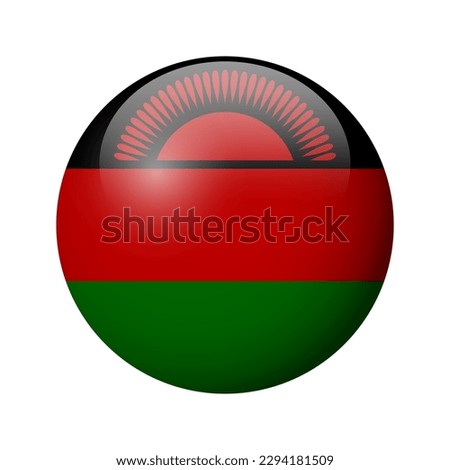 Malawi flag - glossy circle badge. Vector icon.