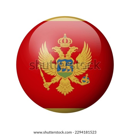 Montenegro flag - glossy circle badge. Vector icon.