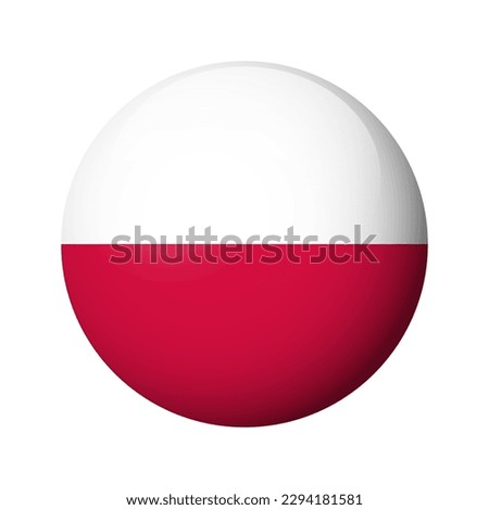 Poland flag - glossy circle badge. Vector icon.