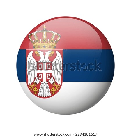 Serbia flag - glossy circle badge. Vector icon.