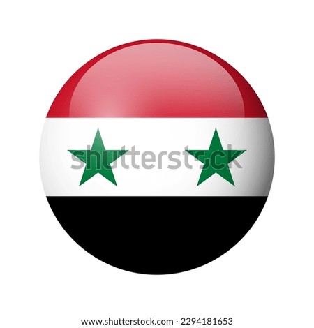 Syria flag - glossy circle badge. Vector icon.