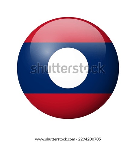 Laos flag - glossy circle badge. Vector icon.