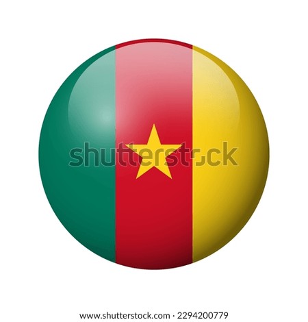 Cameroon flag - glossy circle badge. Vector icon.