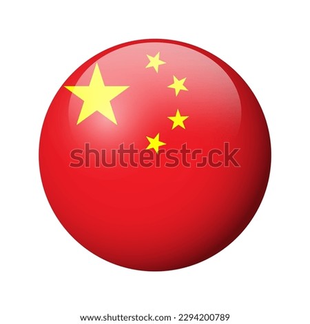 China flag - glossy circle badge. Vector icon.