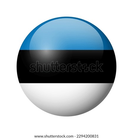 Estonia flag - glossy circle badge. Vector icon.