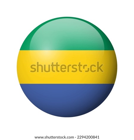 Gabon flag - glossy circle badge. Vector icon.