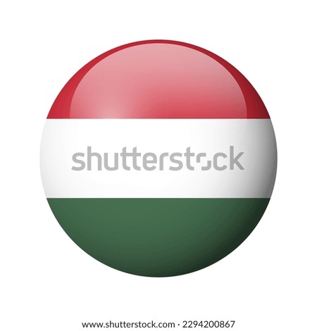 Hungary flag - glossy circle badge. Vector icon.