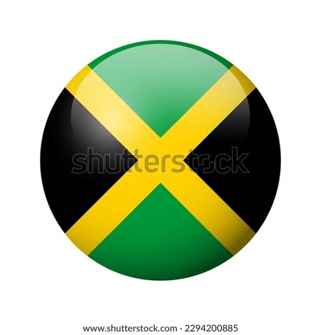 Jamaica flag - glossy circle badge. Vector icon.