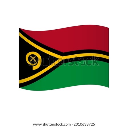 Vanuatu flag - simple wavy vector icon with shading.