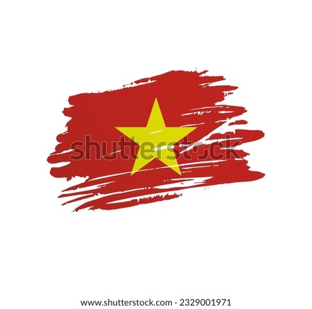 Vietnam flag - nation vector country flag trextured in grunge scratchy brush stroke.