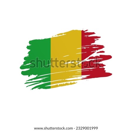 Mali flag - nation vector country flag trextured in grunge scratchy brush stroke.