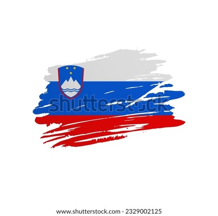 Slovenia flag - nation vector country flag trextured in grunge scratchy brush stroke.