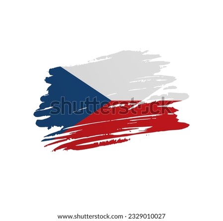 Czech Republic flag - nation vector country flag trextured in grunge scratchy brush stroke.