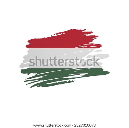 Hungary flag - nation vector country flag trextured in grunge scratchy brush stroke.