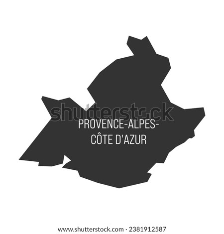 Provence-Alpes-Cote d Azur - map of administrative division, region, of France. Dark grey vector silhouette.