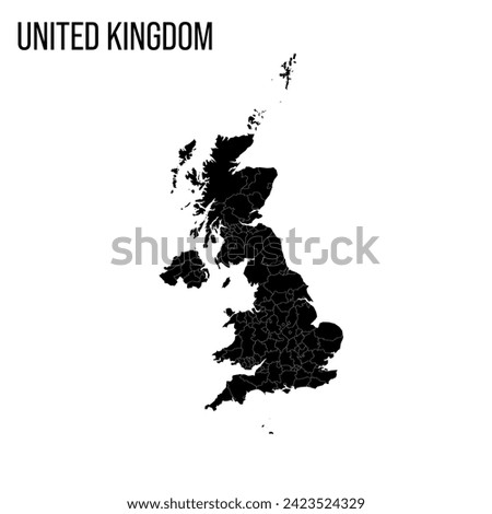 United Kingdom of Great Britain and Northern Ireland political map of administrative divisions - counties, unitary authorities and Greater London in England, districts of Northern Ireland, council