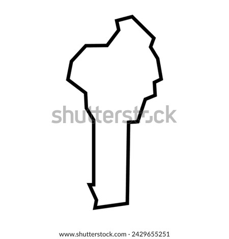 Benin country thick black outline silhouette. Simplified map. Vector icon isolated on white background.