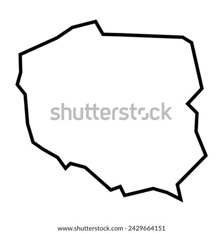 Poland country thick black outline silhouette. Simplified map. Vector icon isolated on white background.