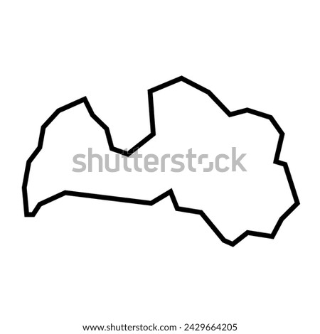 Latvia country thick black outline silhouette. Simplified map. Vector icon isolated on white background.