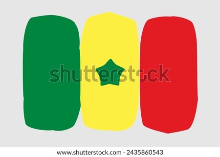 Senegal flag - painted design vector illustration. Vector brush style