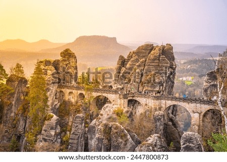 Similar – Image, Stock Photo View from Kurort Rathen to Stadt Wehlen in Saxon Switzerland