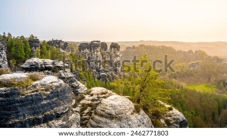 Similar – Image, Stock Photo View from Kurort Rathen to Stadt Wehlen in Saxon Switzerland